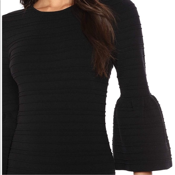 NEW Ted Baker Black Bell Sleeve 3/4 Bodycon Mini Dress Size 0 (US 0-2) - Picture 4 of 15